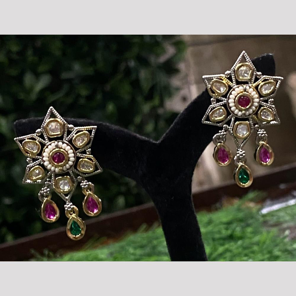 Amoliya Luxe Ethnic Polki Kundan And Pearl Dangler Earrings