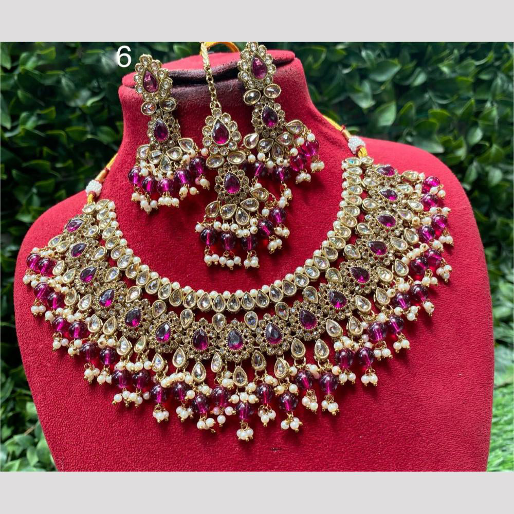 Amoliya Jewels Stylish Crystal Stone And Beads Elegant Party & Daily Wear Necklace Set