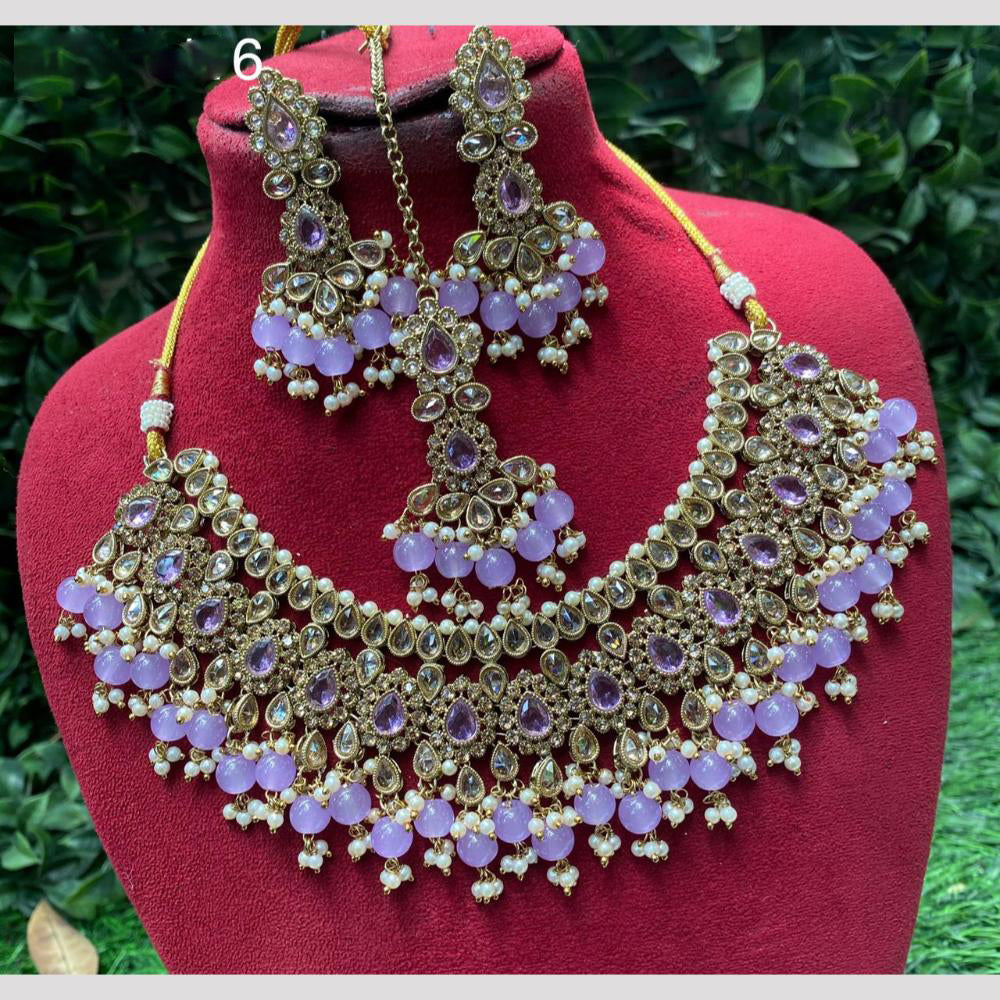 Amoliya Jewels Stylish Crystal Stone And Beads Elegant Party & Daily Wear Necklace Set