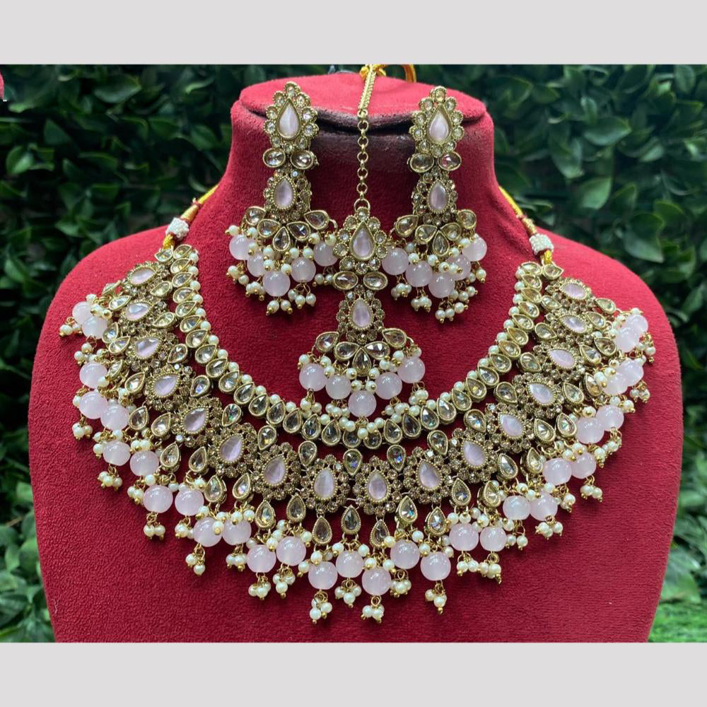 Amoliya Jewels Stylish Crystal Stone And Beads Elegant Party & Daily Wear Necklace Set