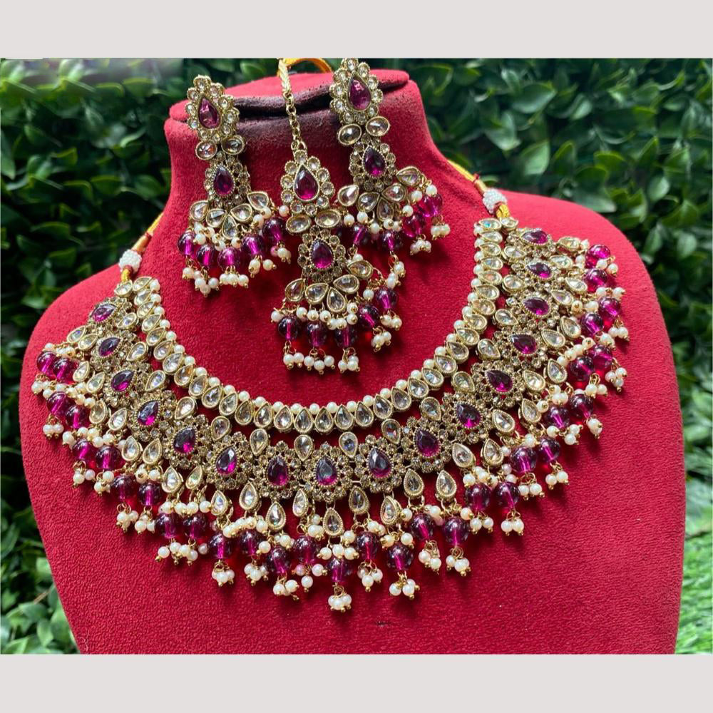 Amoliya Jewels Crystal & Beads Necklace Set