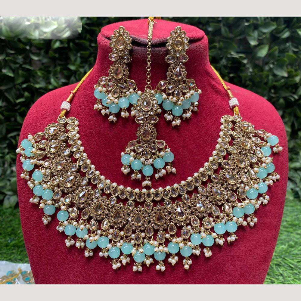 Amoliya Jewels Crystal & Beads Necklace Set
