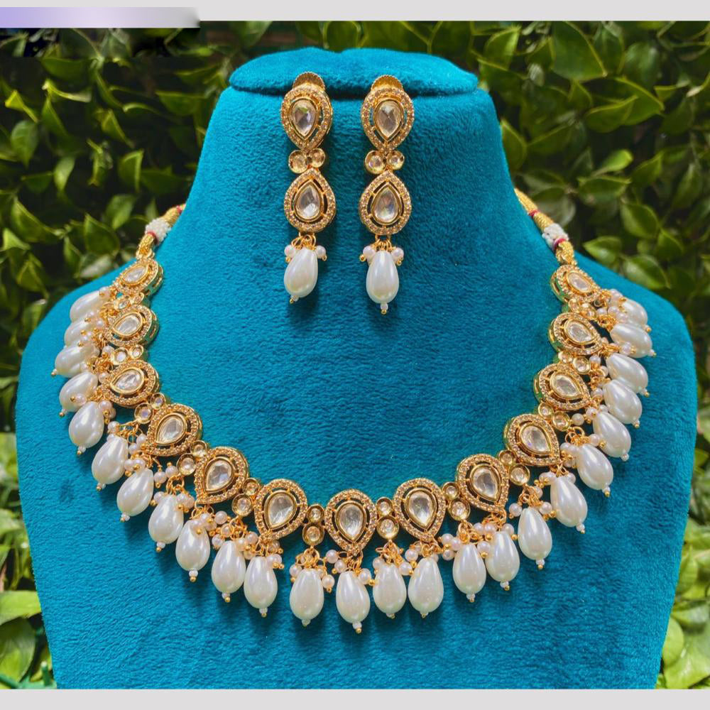 Amoliya Jewels Sparkling Ethnic Crystal Stone And Beads Necklace Set