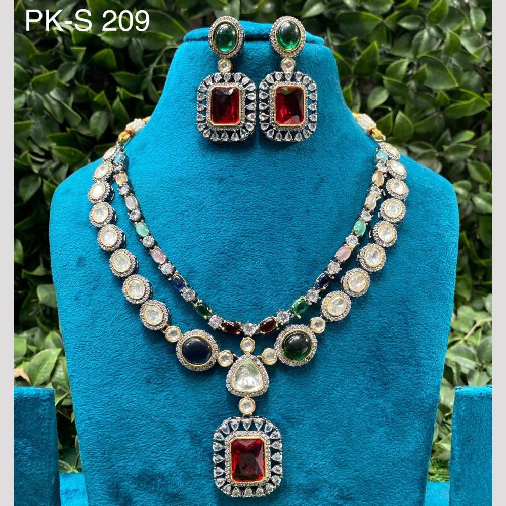 Amoliya Jewels Dazzling Crystal And Austrain Trendy Occasion Wear Necklace Set