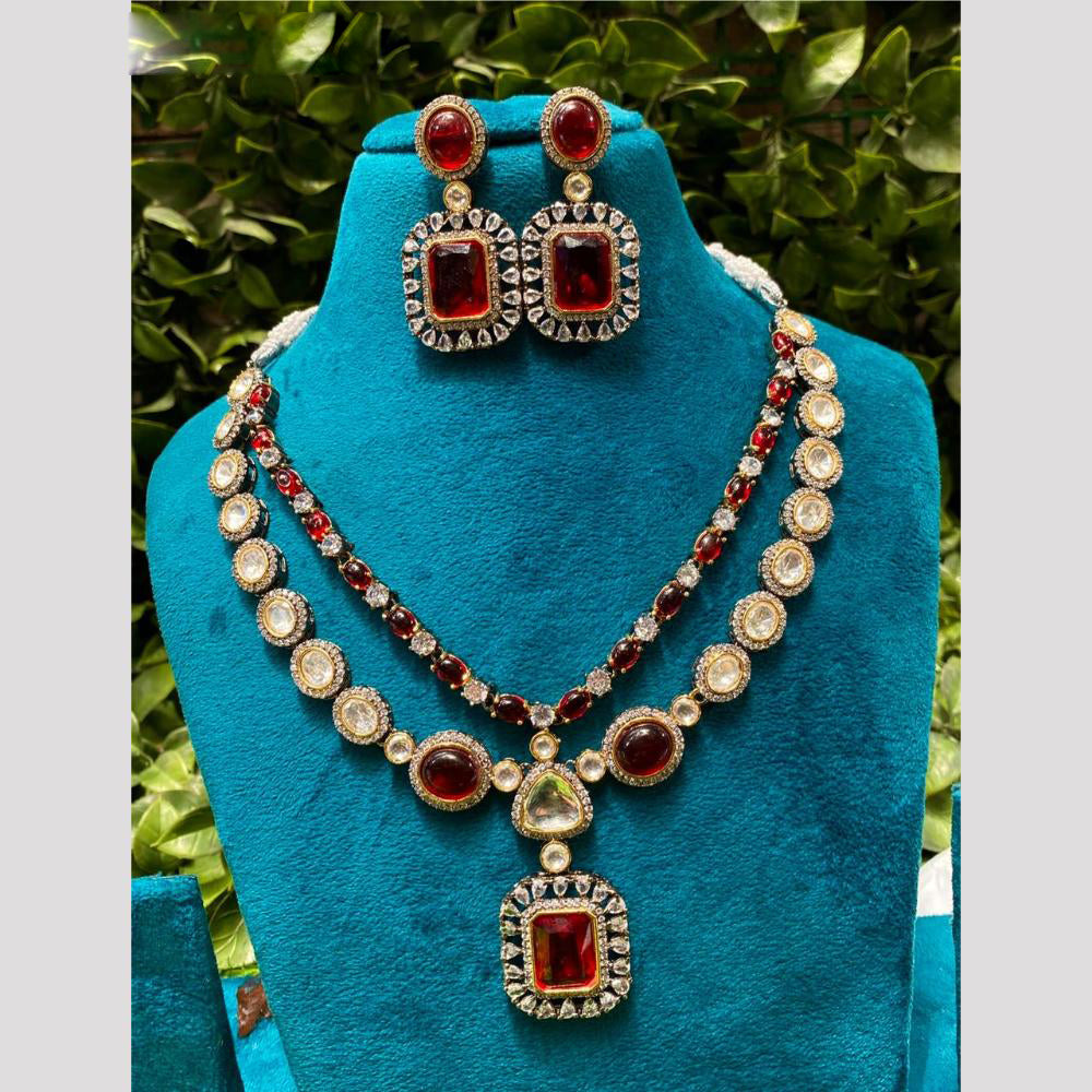 Amoliya Jewels Dazzling Crystal And Austrain Trendy Occasion Wear Necklace Set
