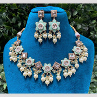Amoliya Jewels Ethnic Glam Crystal And Austrain Stone Pearl Necklace Set