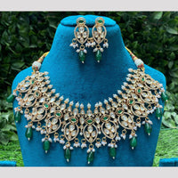 Amoliya Jewels Traditional Chic Polki Kundan And Beads Necklace Set