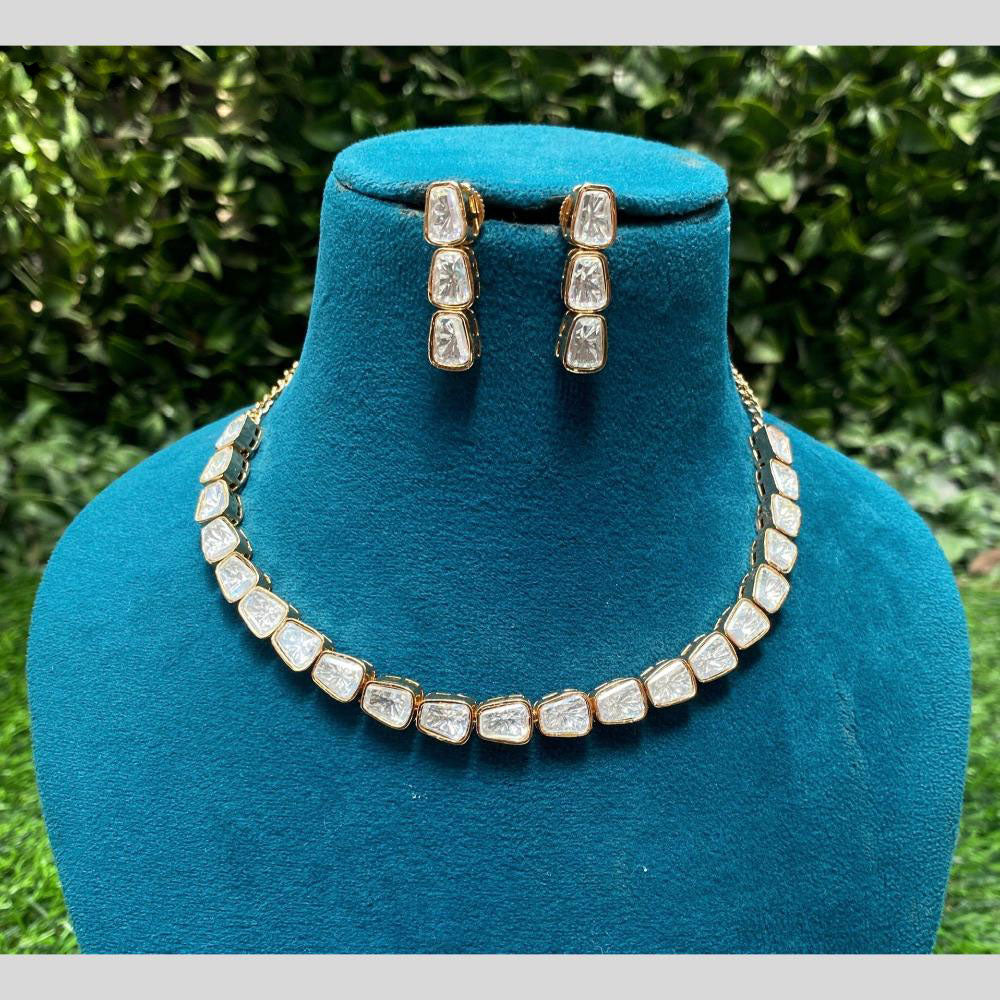 Amoliya Jewels Polki Kundan Drop Necklace and Earring Set