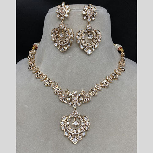 Amoliya Jewels Polki Kundan Necklace Set With Matching Earrings