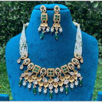 Amoliya Jewels Polki Kundan Beads and Pearls Necklace Set