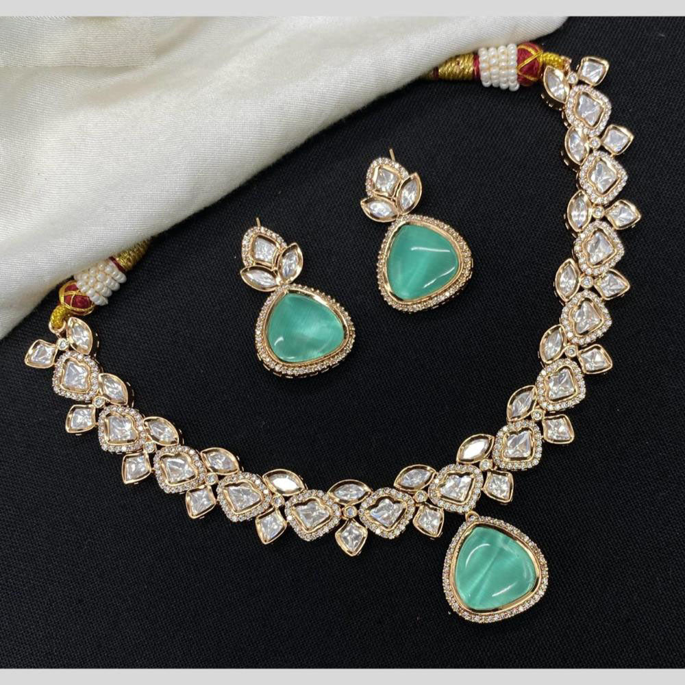 Amoliya Jewels Polki Kundan Necklace Set With Matching Earrings