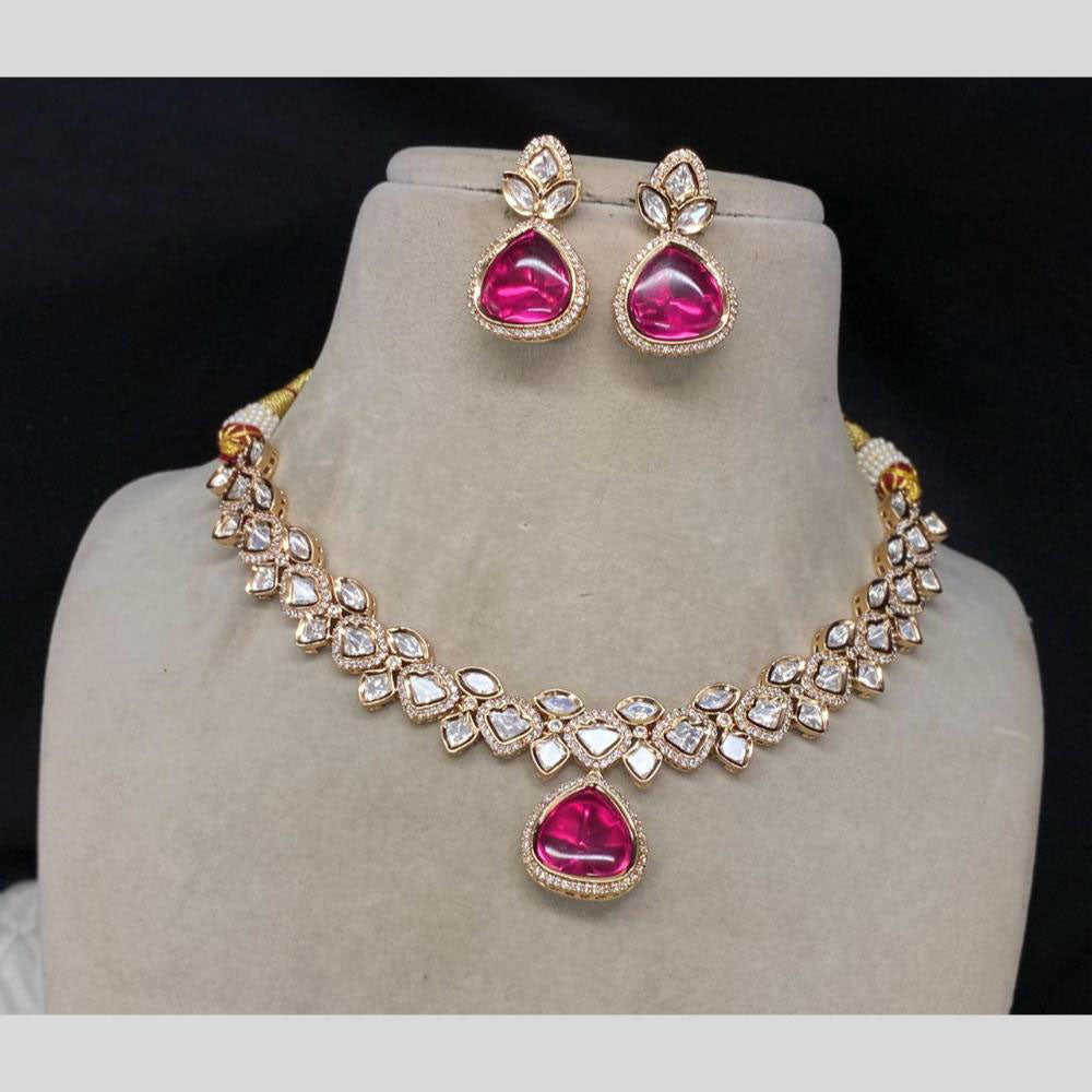 Amoliya Jewels Polki Kundan Necklace Set With Matching Earrings