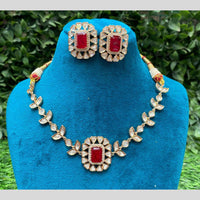 Amoliya Jewels Polki Kundan Necklace Set with Studs Earrings