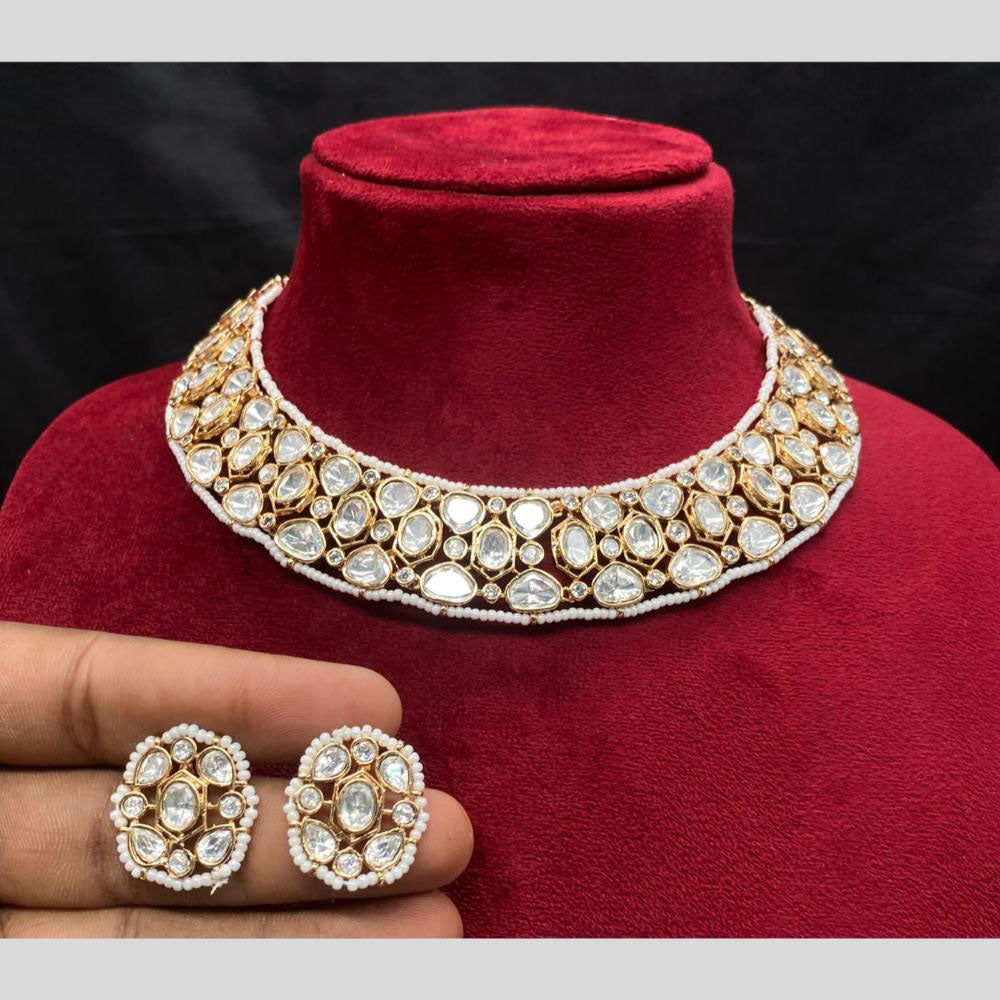 Amoliya Jewels Polki Kundan and Pearls Choker Necklace Set