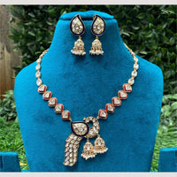 Amoliya Jewels Polki Kundan Peacock Necklace and Jhumka Earrings Set