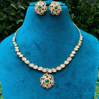 Amoliya Jewels Forest Royalty Pota Stone And Pearl Elephant Charm Necklace Set