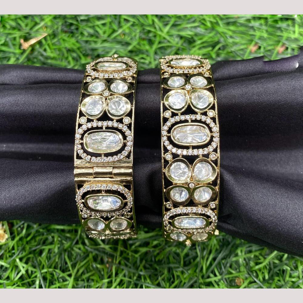 Amoliya Jewels Luminous Legacy Polki Kundan Openable Bangles