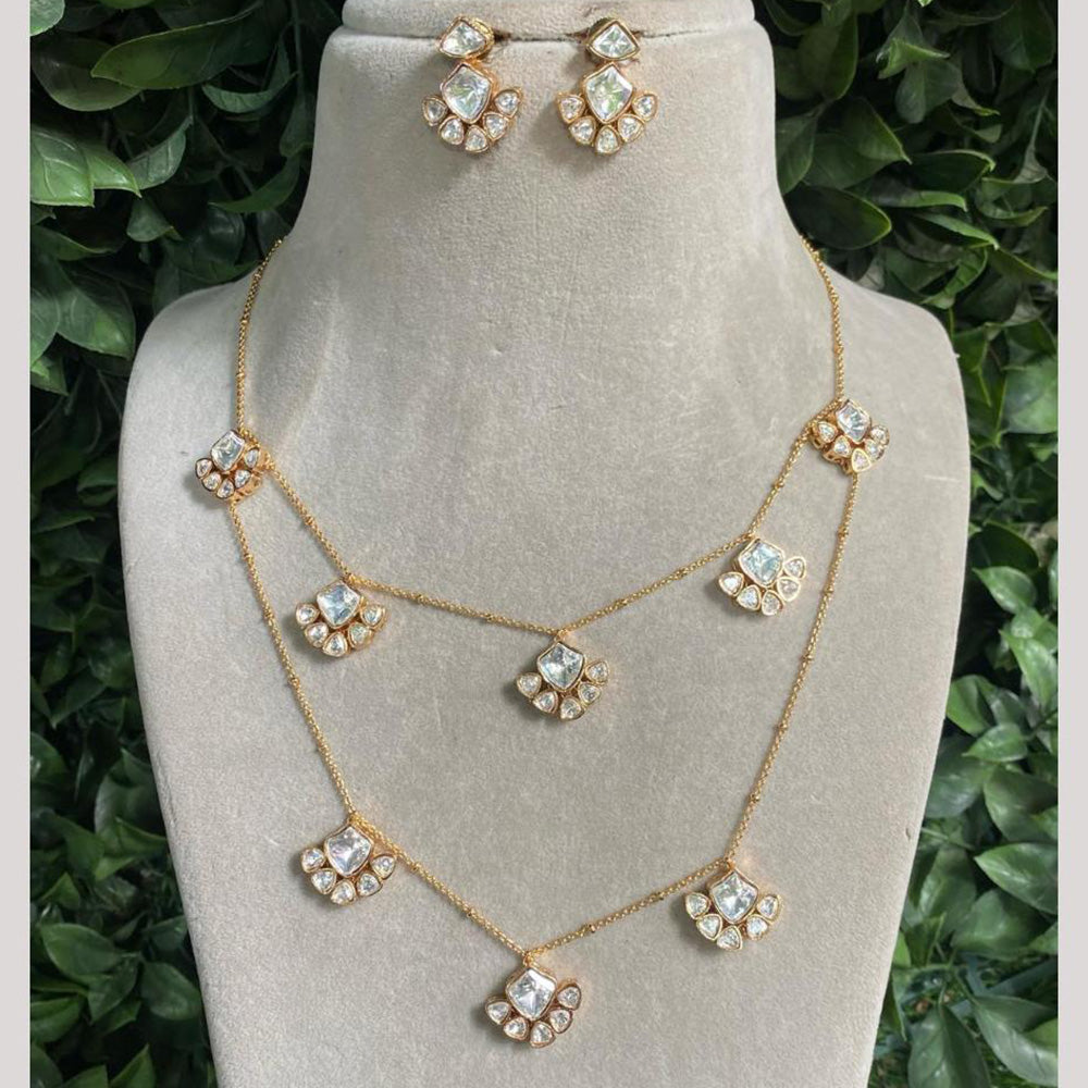 Amoliya Jewels Double Layer Polki Kundan Necklace Set