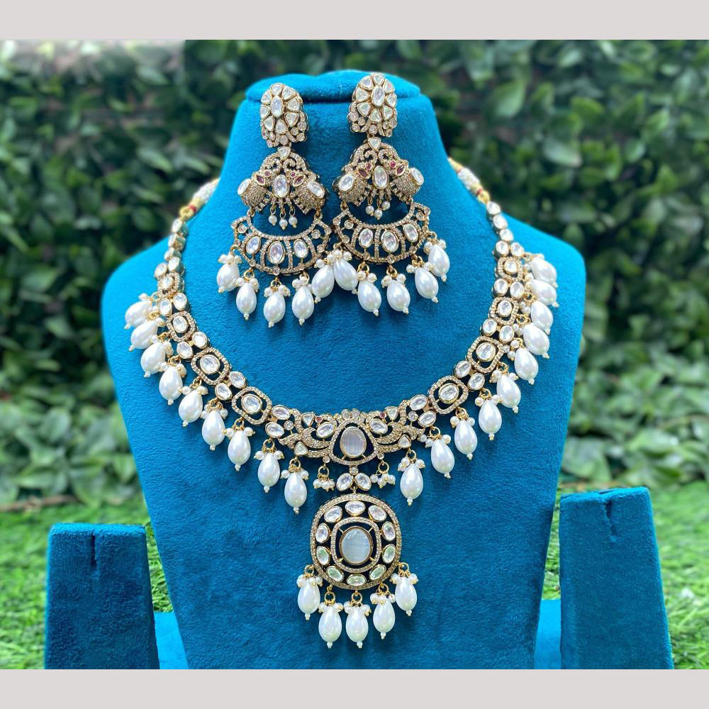 Amoliya Jewels Elegant Kundan and Pearl Necklace Set