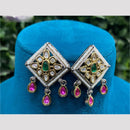 Amoliya Jewels Dual Tone Polki Kundan And Pearl Dangler Earrings