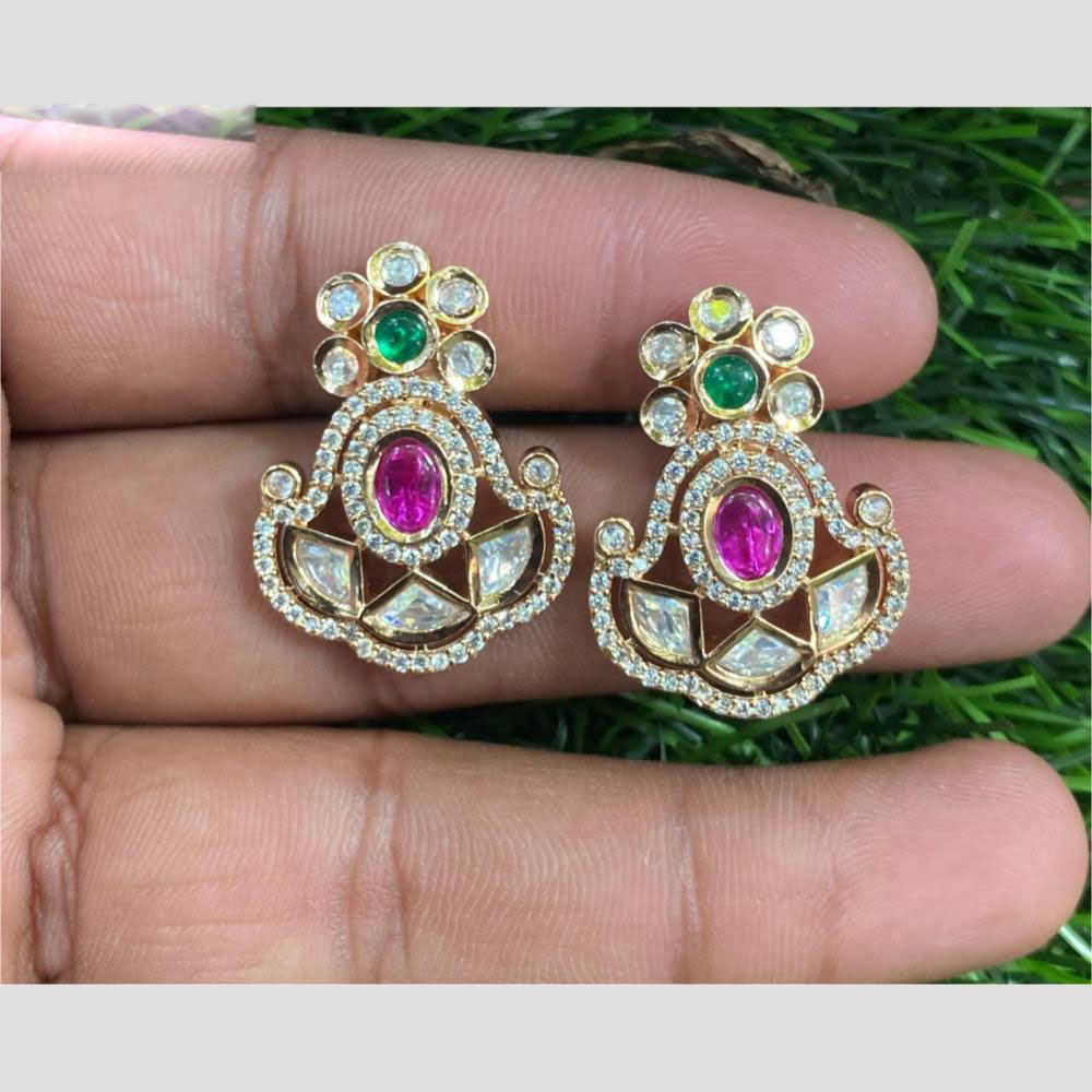 Amoliya Jewels Royal Polki Kundan And Austrian Stone Drop Earrings