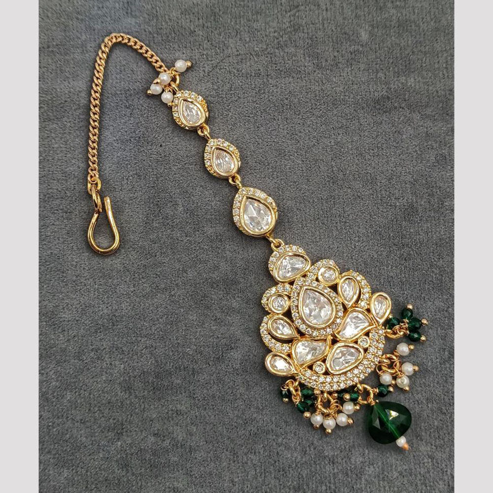 Amoliya Jewels Royal Polki Kundan Stone And Beads Maangtikka