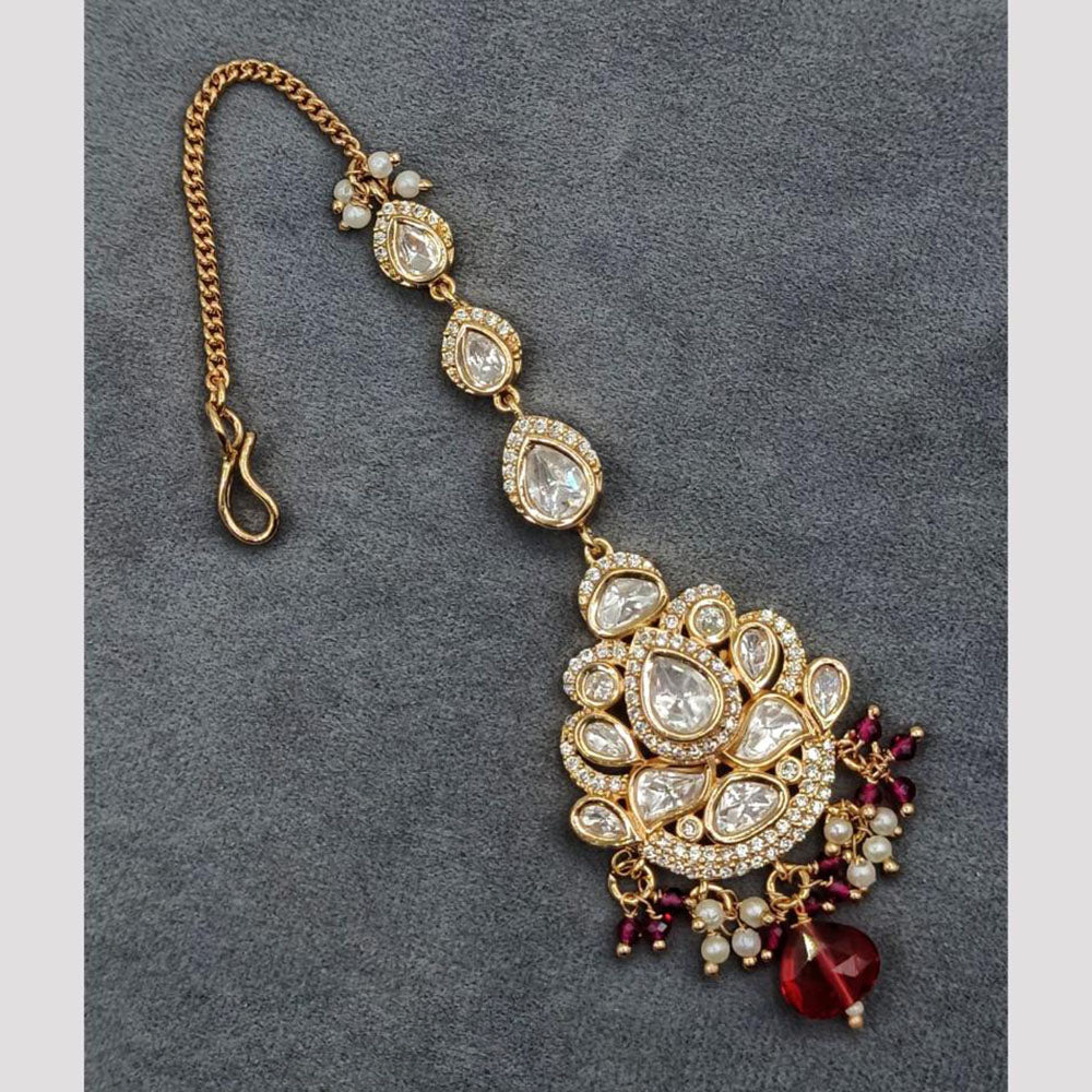 Amoliya Jewels Royal Polki Kundan Stone And Beads Maangtikka