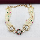 Amoliya Jewels Decent Polki Kundan And Pearl Adjustable Bracelet
