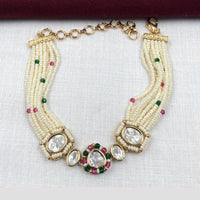 Amoliya Jewels Decent Polki Kundan And Pearl Adjustable Bracelet