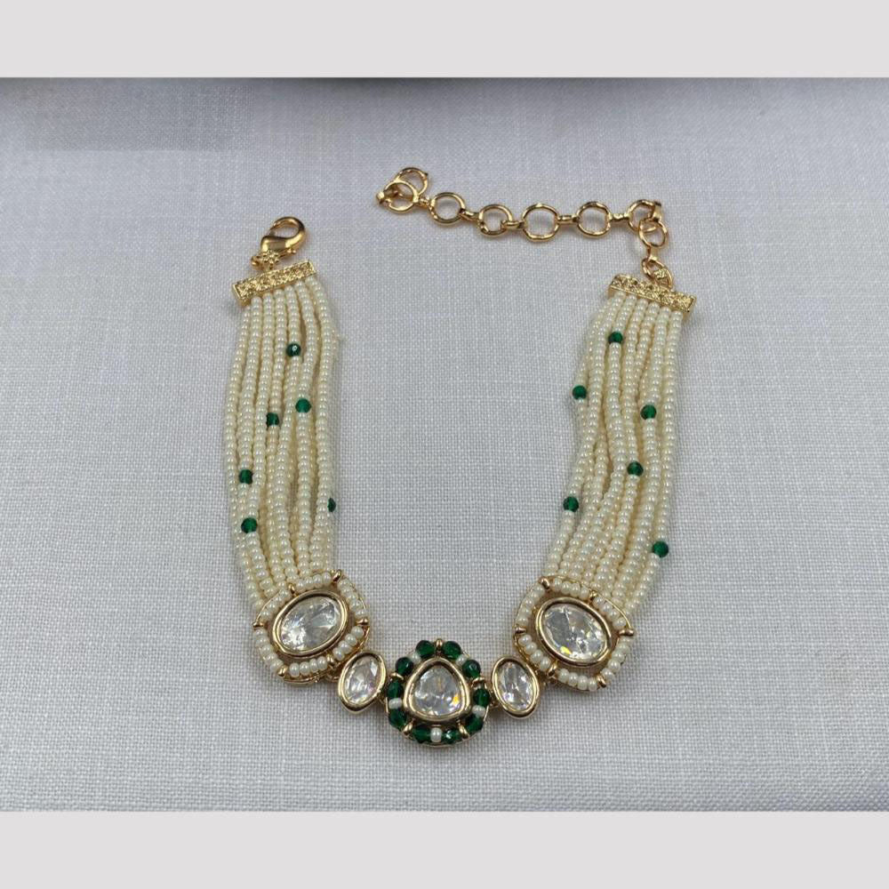 Amoliya Jewels Decent Polki Kundan And Pearl Adjustable Bracelet