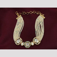 Amoliya Jewels Decent Polki Kundan And Pearl Adjustable Bracelet