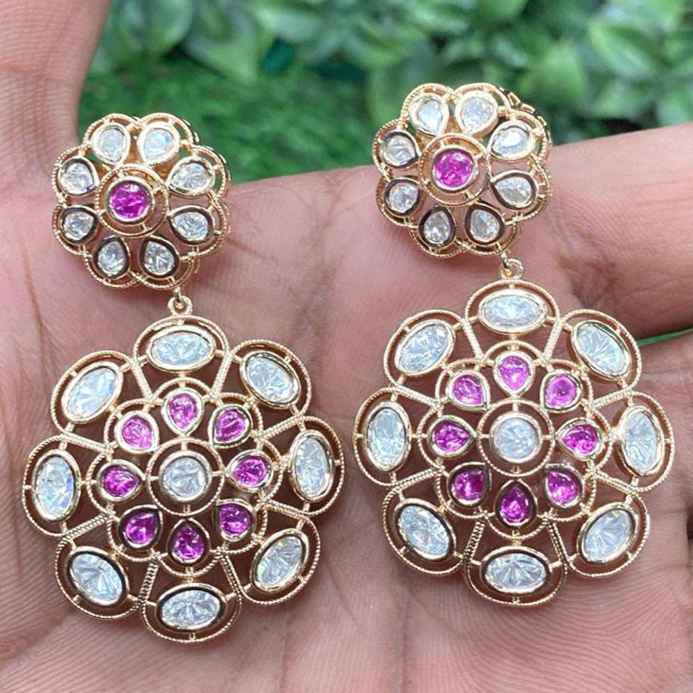 Amoliya Jewels Traditional Elegance Polki Kundan Dangler Earrings