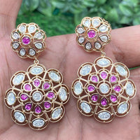 Amoliya Jewels Traditional Elegance Polki Kundan Dangler Earrings