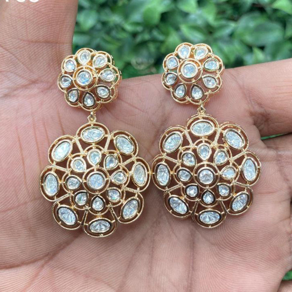 Amoliya Jewels Traditional Elegance Polki Kundan Dangler Earrings
