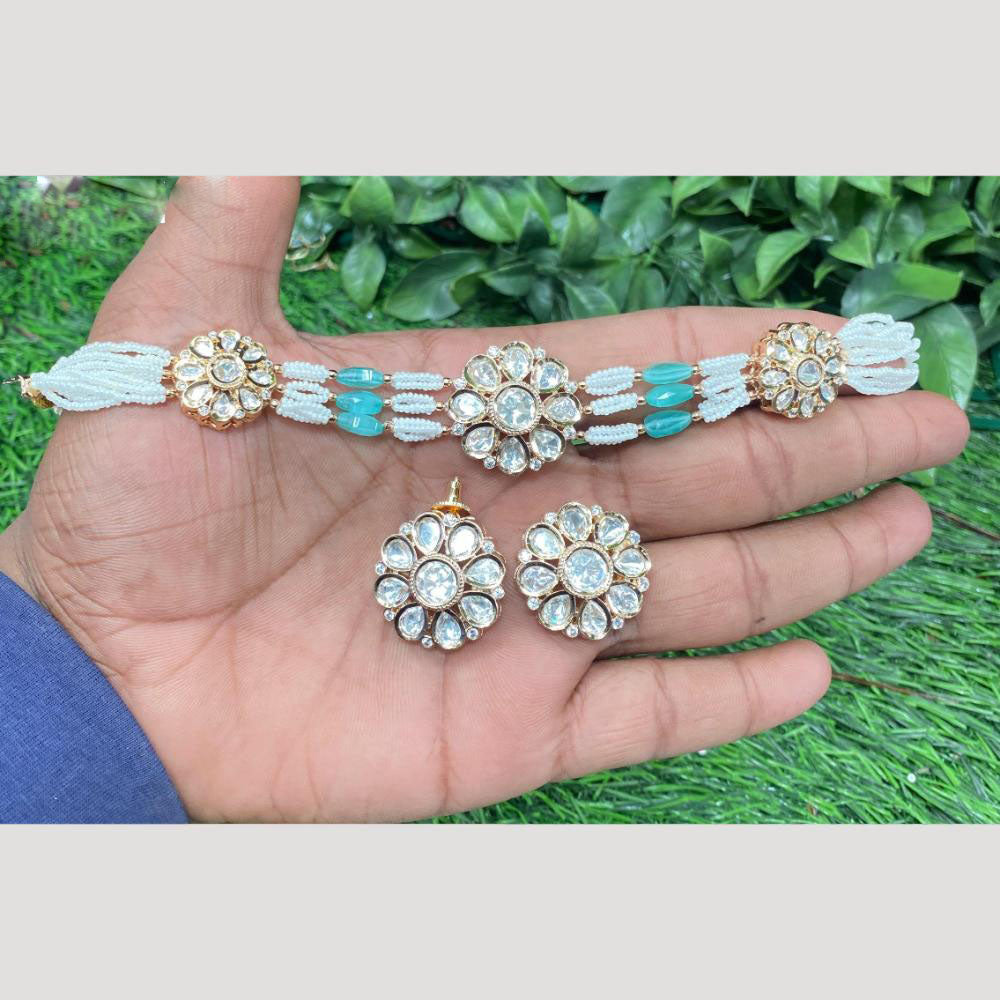 Amoliya Jewels Traditional Elegance Polki Kundan Pearls And Beads Necklace Set