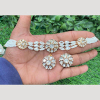 Amoliya Jewels Traditional Elegance Polki Kundan Pearls And Beads Necklace Set