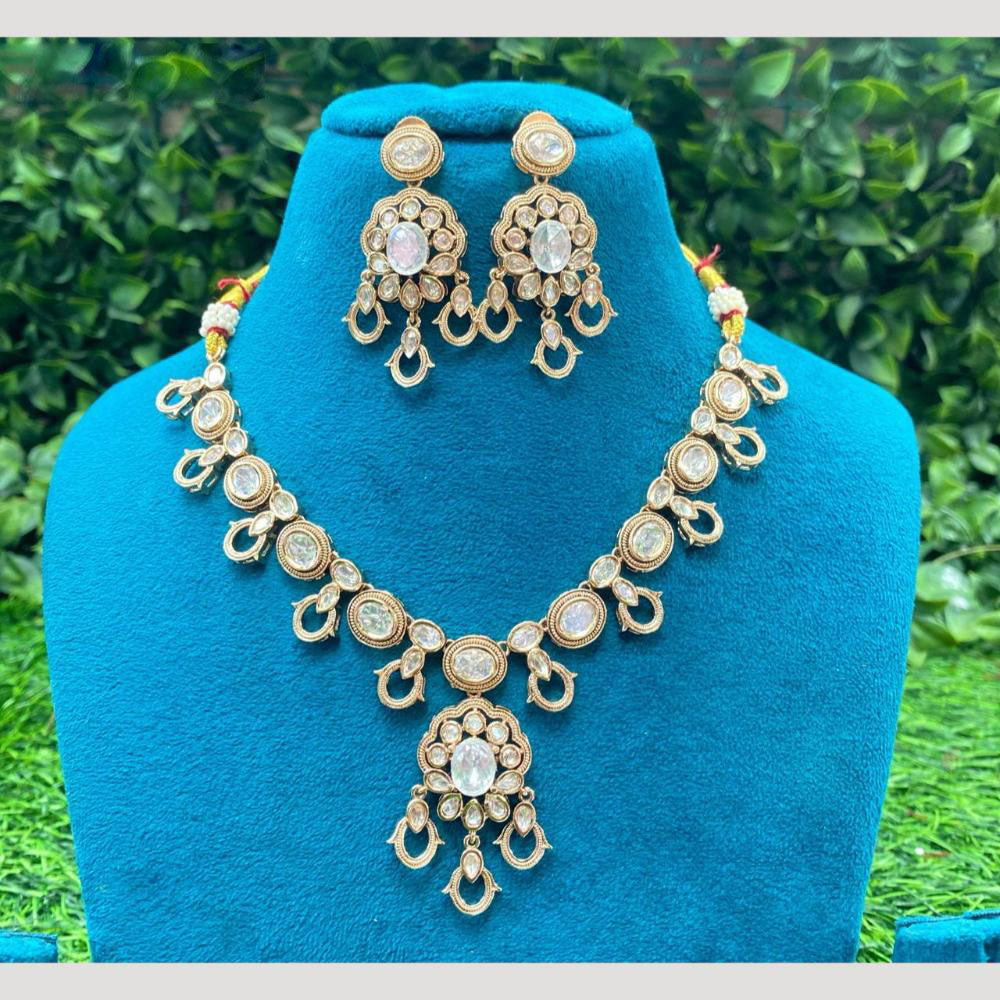 Amoliya Jewels Traditional Elegance Polki Kundan Necklace Set