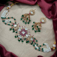 Amoliya Jewels Royal Elegance Polki Kundan Pearls And Beads Necklace Set