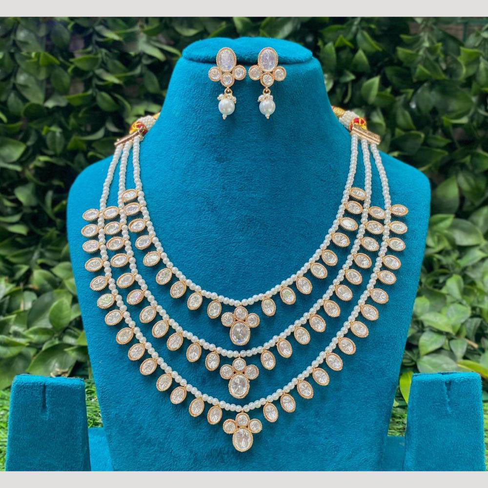 Amoliya Jewels Traditional Elegance Polki Kundan Pearls Necklace Set