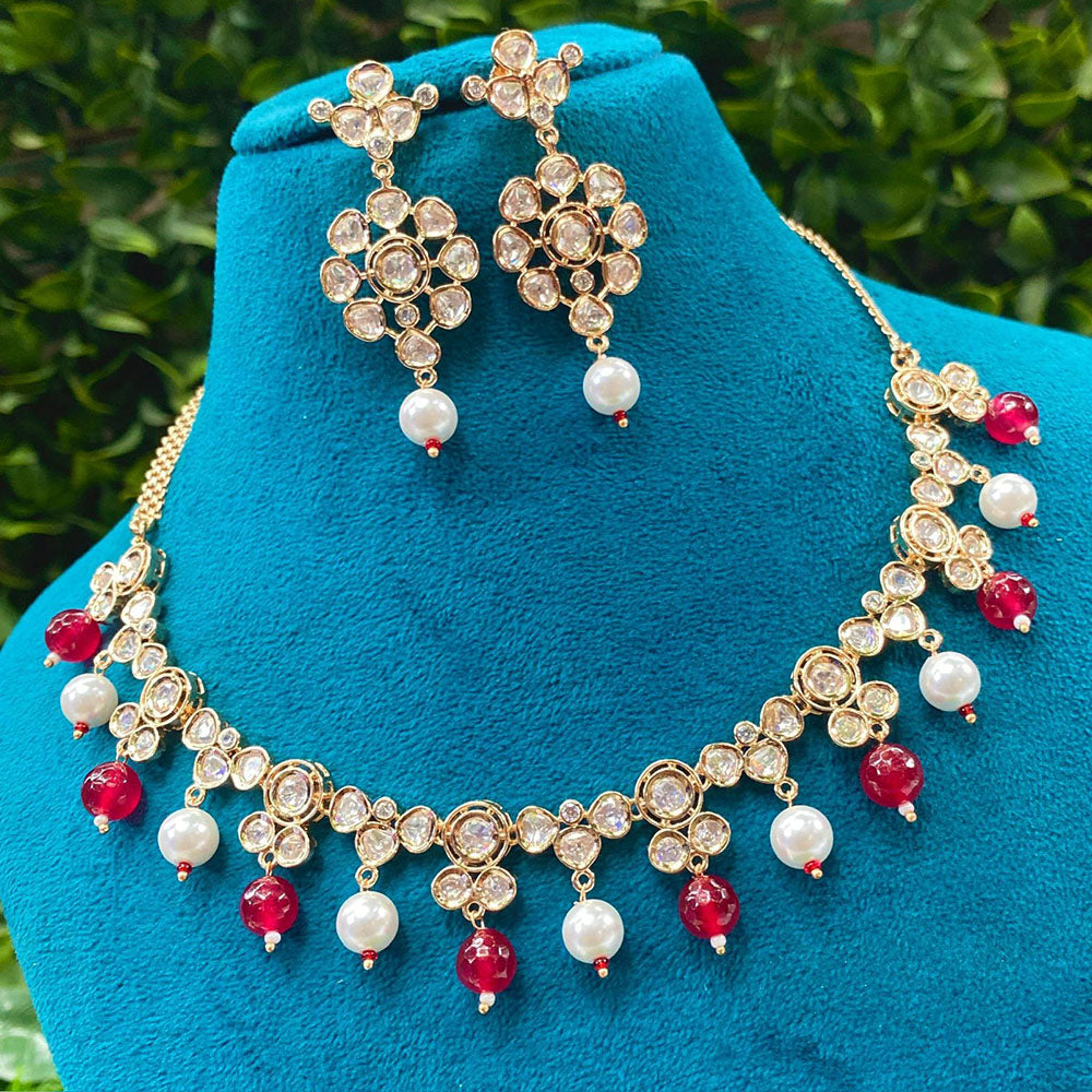 Amoliya Jewels Royal Heritage Polki Kundan And Pearls Necklace Set