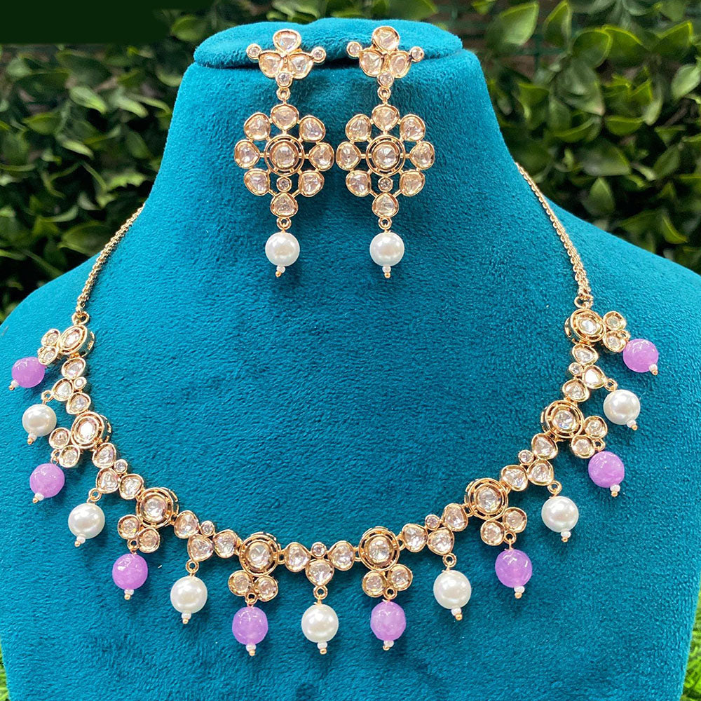 Amoliya Jewels Royal Heritage Polki Kundan And Pearls Necklace Set