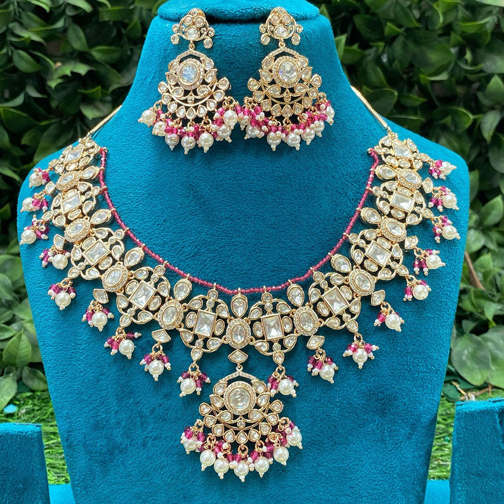 Amoliya Jewels Royal Heritage Polki Kundan And Pearls Necklace Set