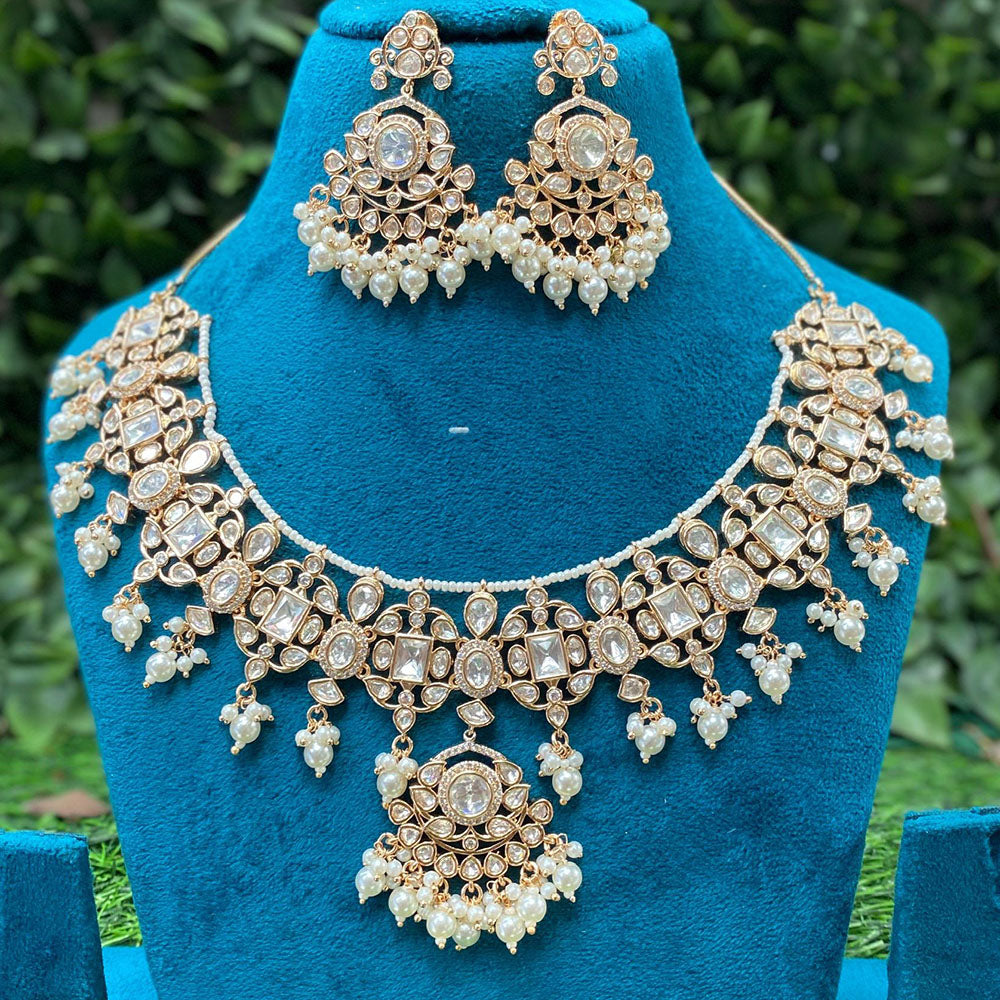 Amoliya Jewels Royal Heritage Polki Kundan And Pearls Necklace Set