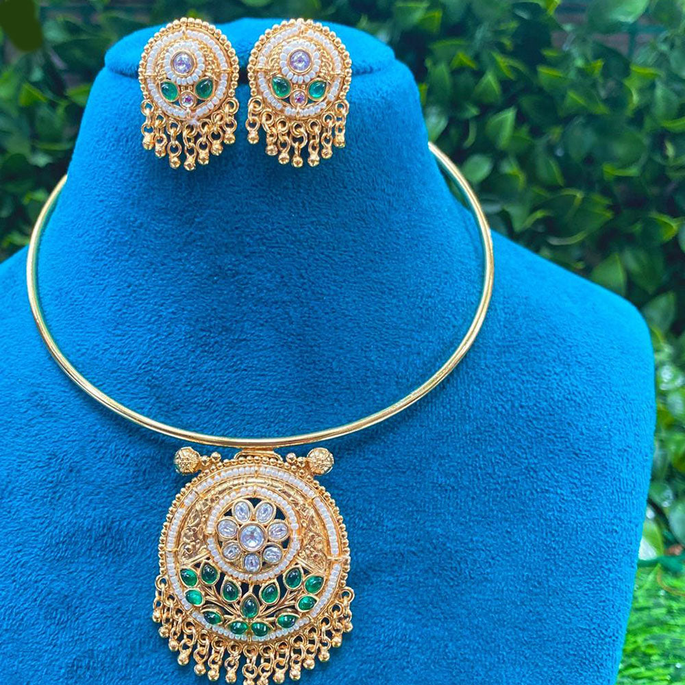 Amoliya Jewels Royal Heritage Polki Kundan And Pearls Necklace Set