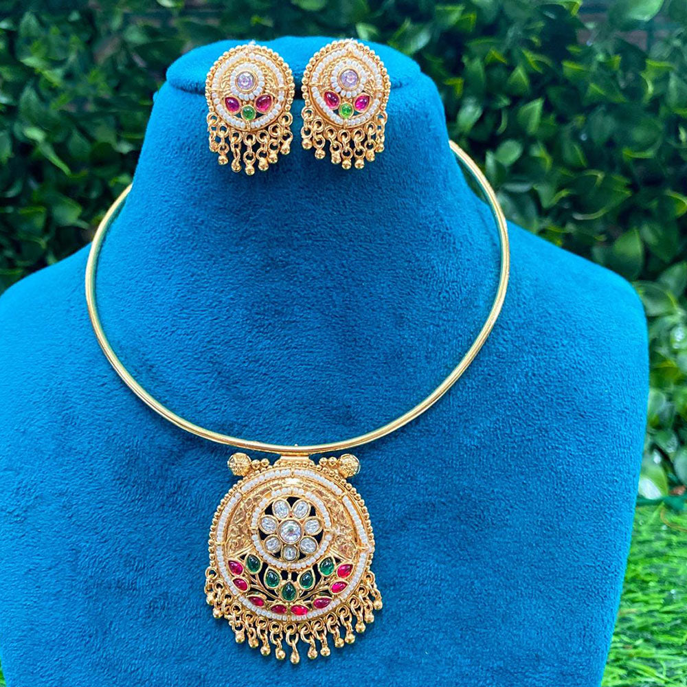 Amoliya Jewels Royal Heritage Polki Kundan And Pearls Necklace Set