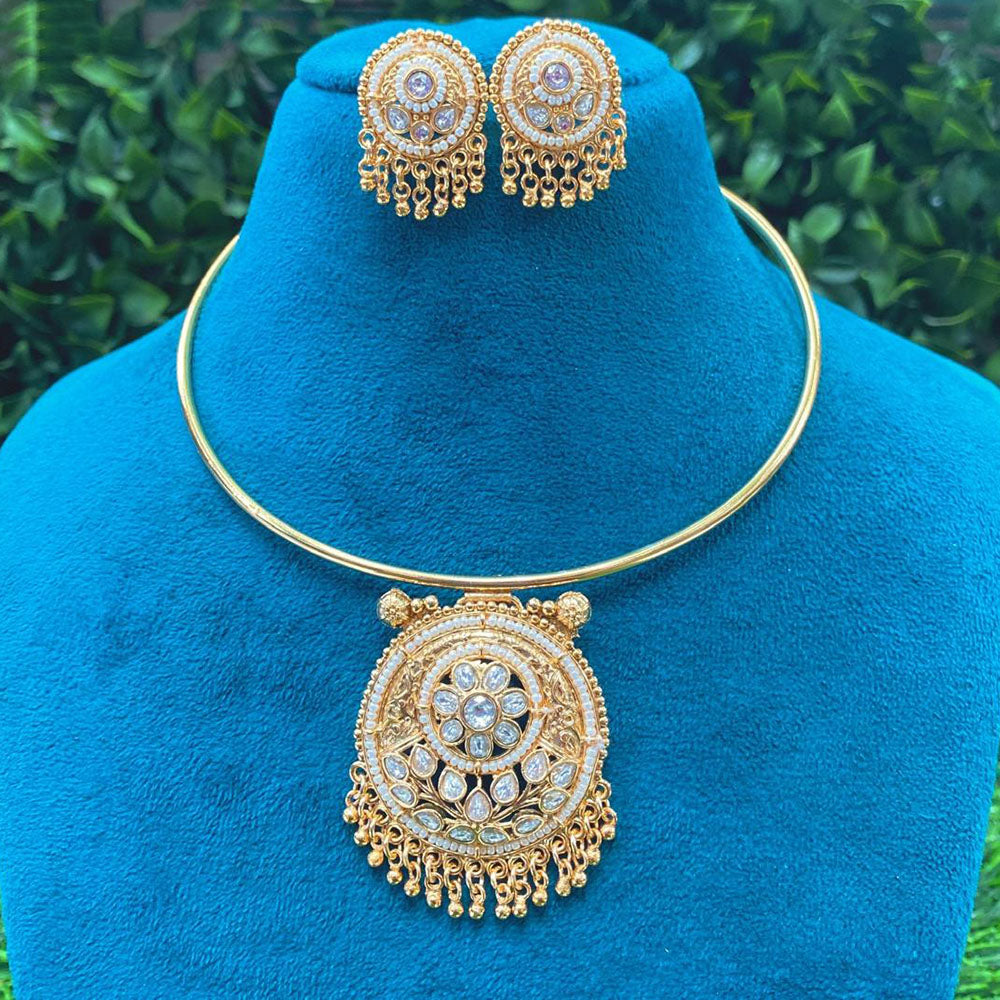 Amoliya Jewels Royal Heritage Polki Kundan And Pearls Necklace Set