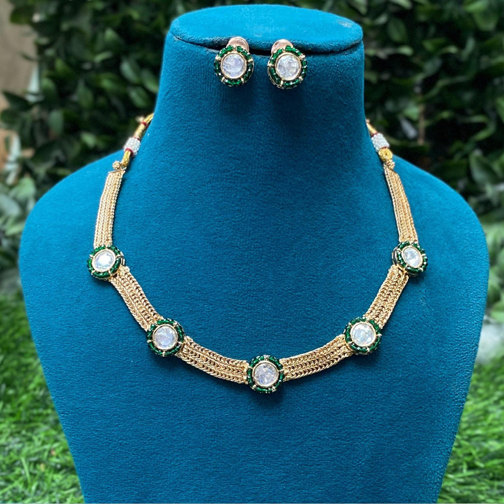 Amoliya Jewels Royal Polki Kundan Stone Necklace Set