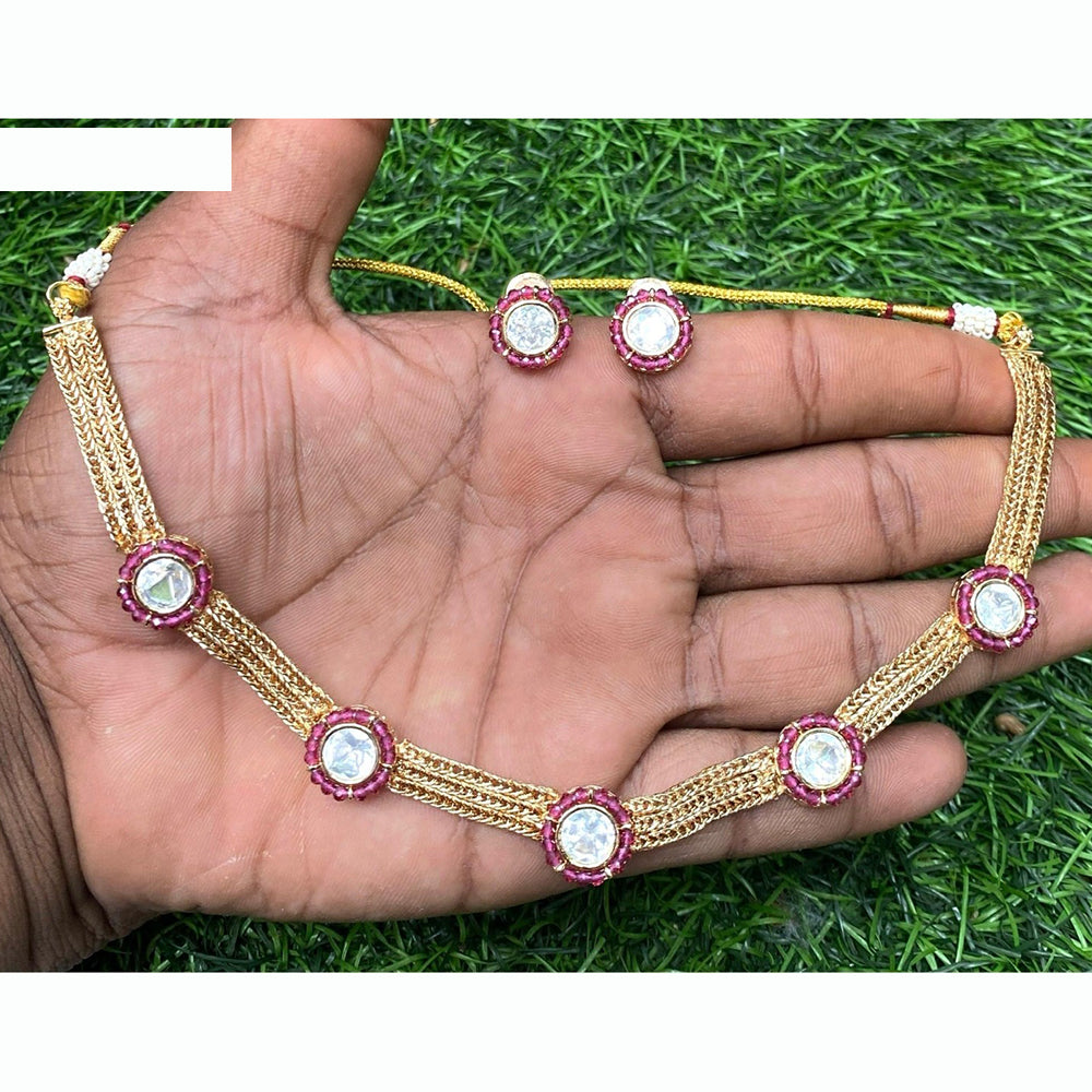 Amoliya Jewels Royal Polki Kundan Stone Necklace Set