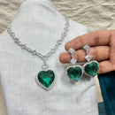 Amoliya Jewel Heart Shaped American Diamond Necklace Set
