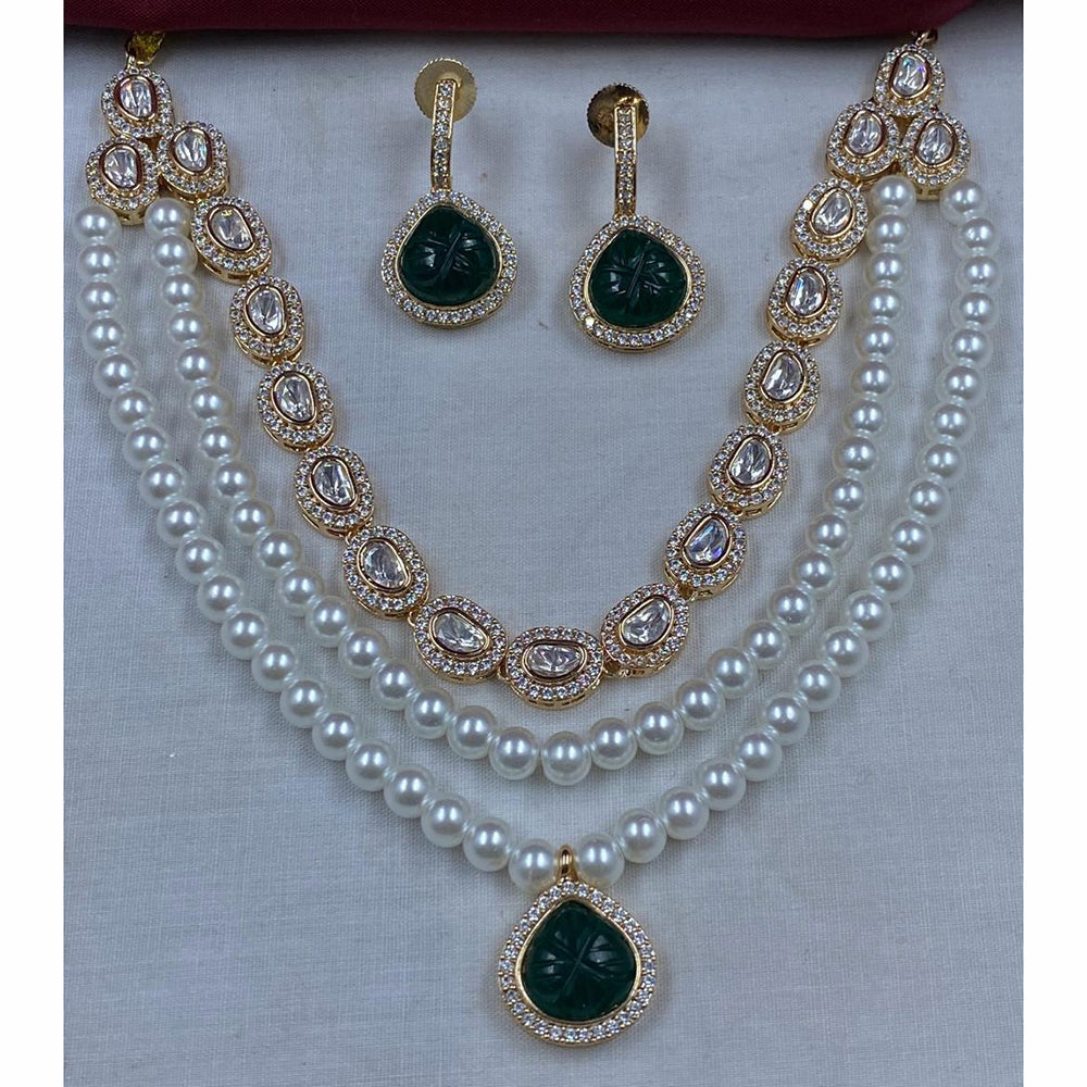 Amoliya Jewels Royal Glow Polki Kundan And Pearl Necklace Set